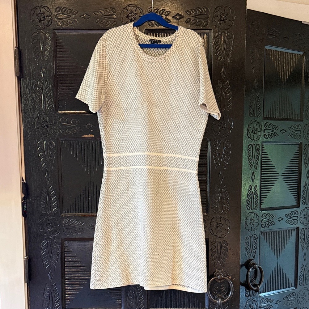 Theory Cream Textured Mini Dress